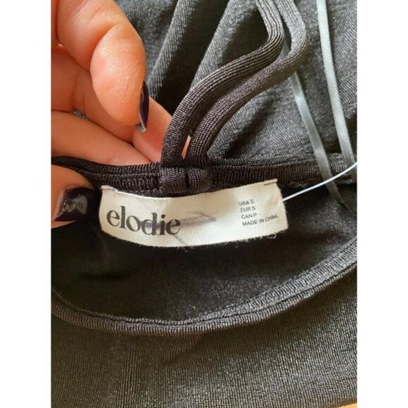 Elodie BNWOT womens black shimmer thong bodysuit t-strap back - Picture 7 of 7